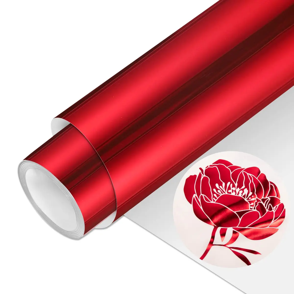 VINYL FROG Red Metallic Foil Heat Transfer Vinyl 12in x 5ft (30.48cm x 1.52m) | Chrome Iron On Vinyl for T-Shirts - view 9
