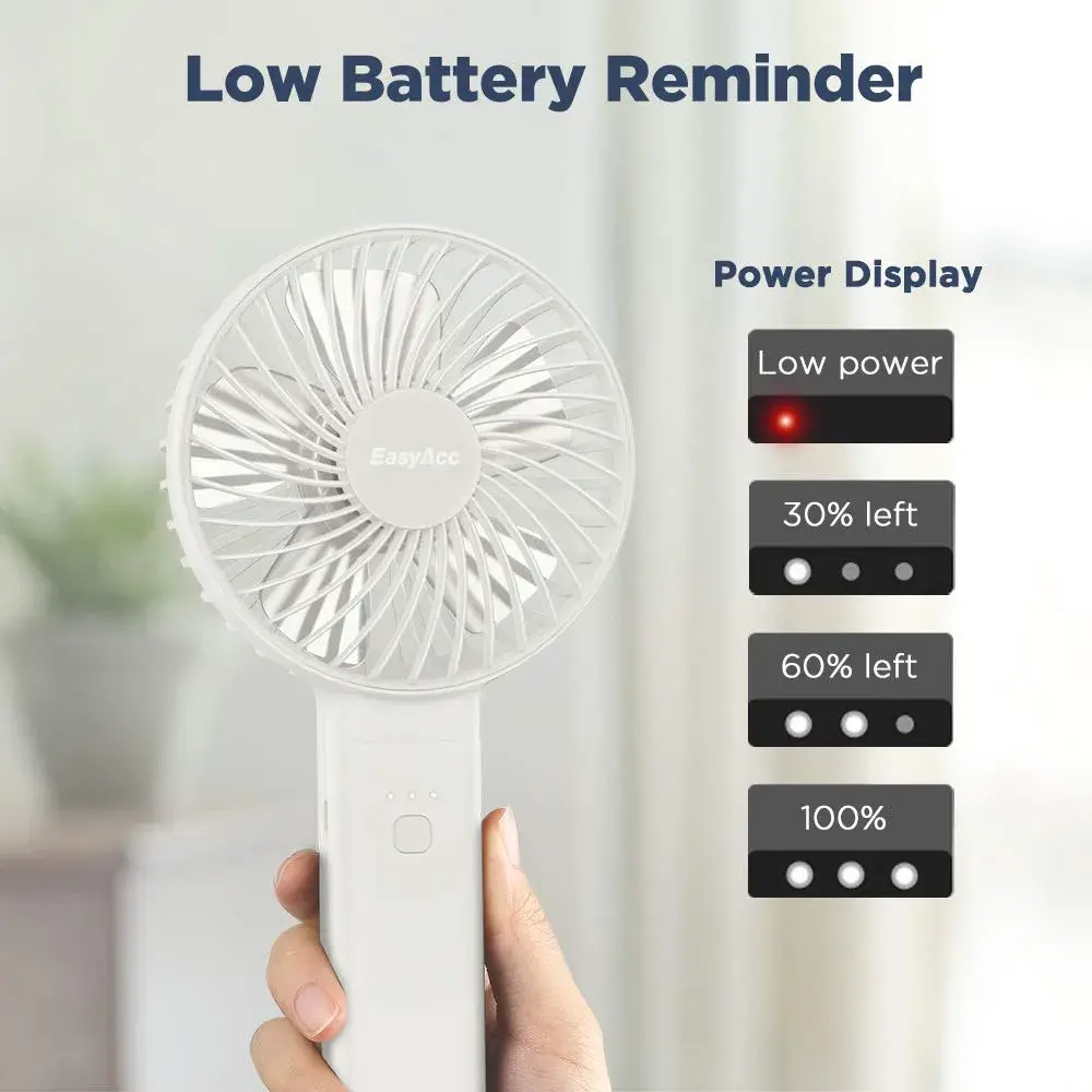 EasyAcc Portable Rechargeable Fan 4 Speeds, 17 Hours Use | Quiet Cooling for Travel & Office - view 2