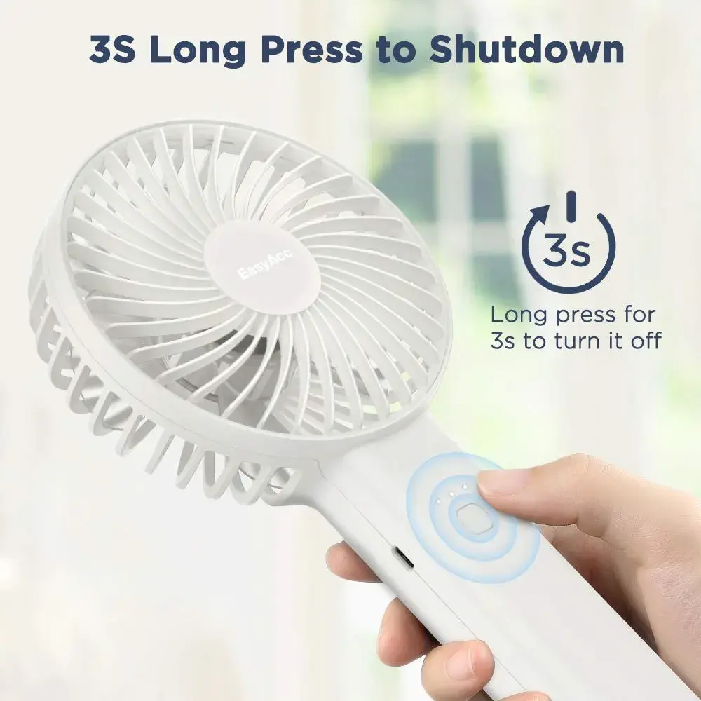 EasyAcc Portable Rechargeable Fan 4 Speeds, 17 Hours Use | Quiet Cooling for Travel & Office - view 3