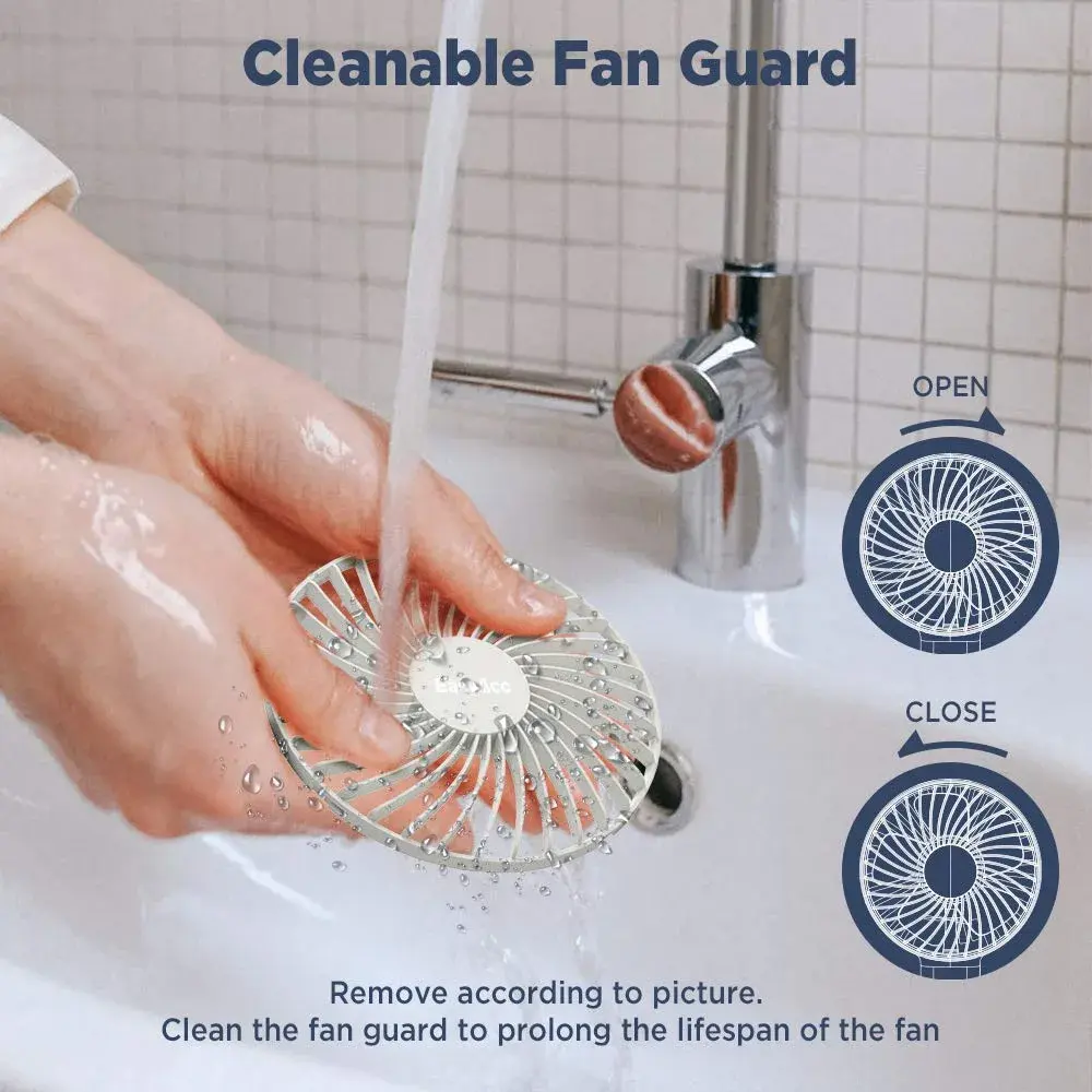 EasyAcc Portable Rechargeable Fan 4 Speeds, 17 Hours Use | Quiet Cooling for Travel & Office - view 4
