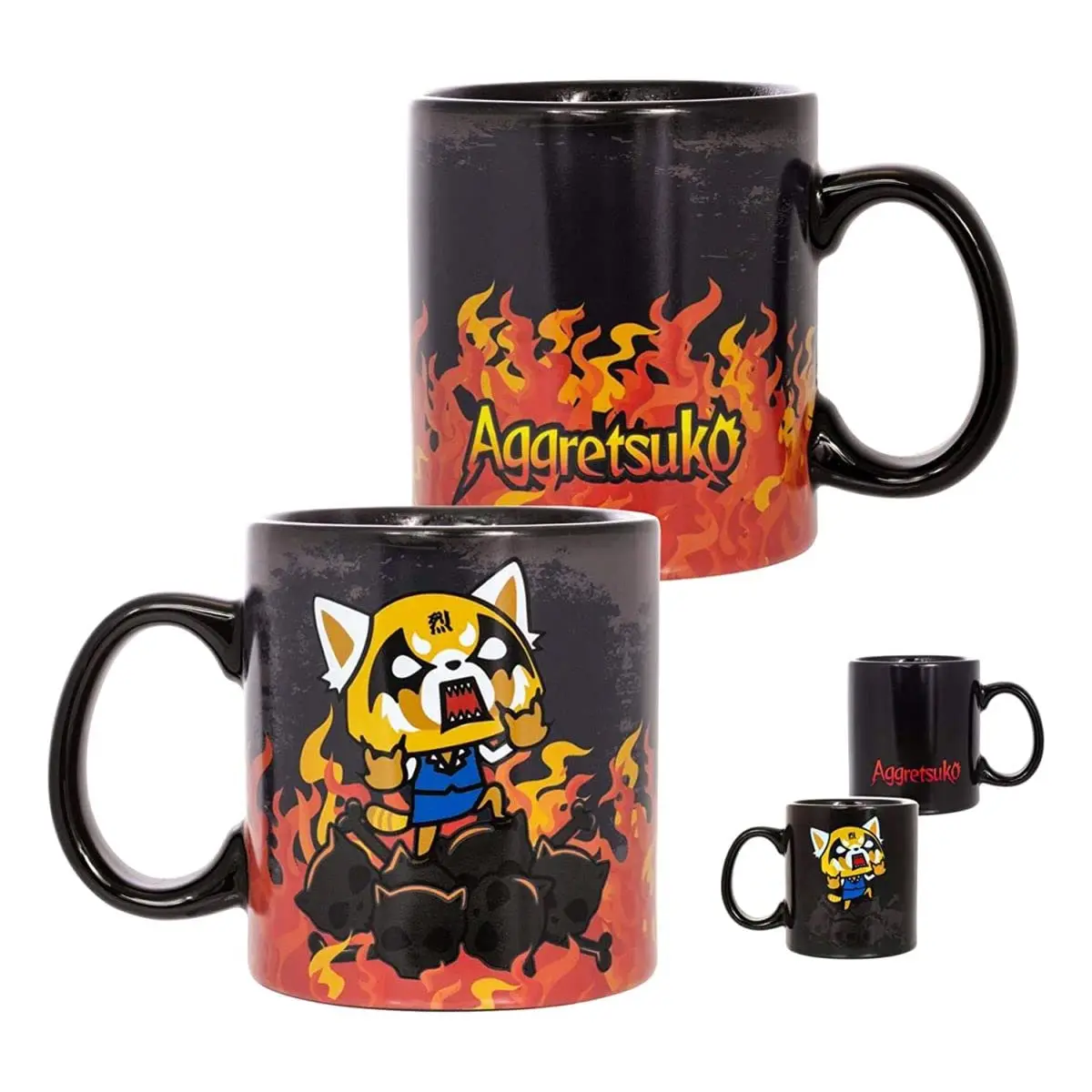 Seven20 Aggretsuko Heat Reveal Fire & Skulls 20oz Ceramic Coffee Mug | Fun Skull & Panda Design - main product image