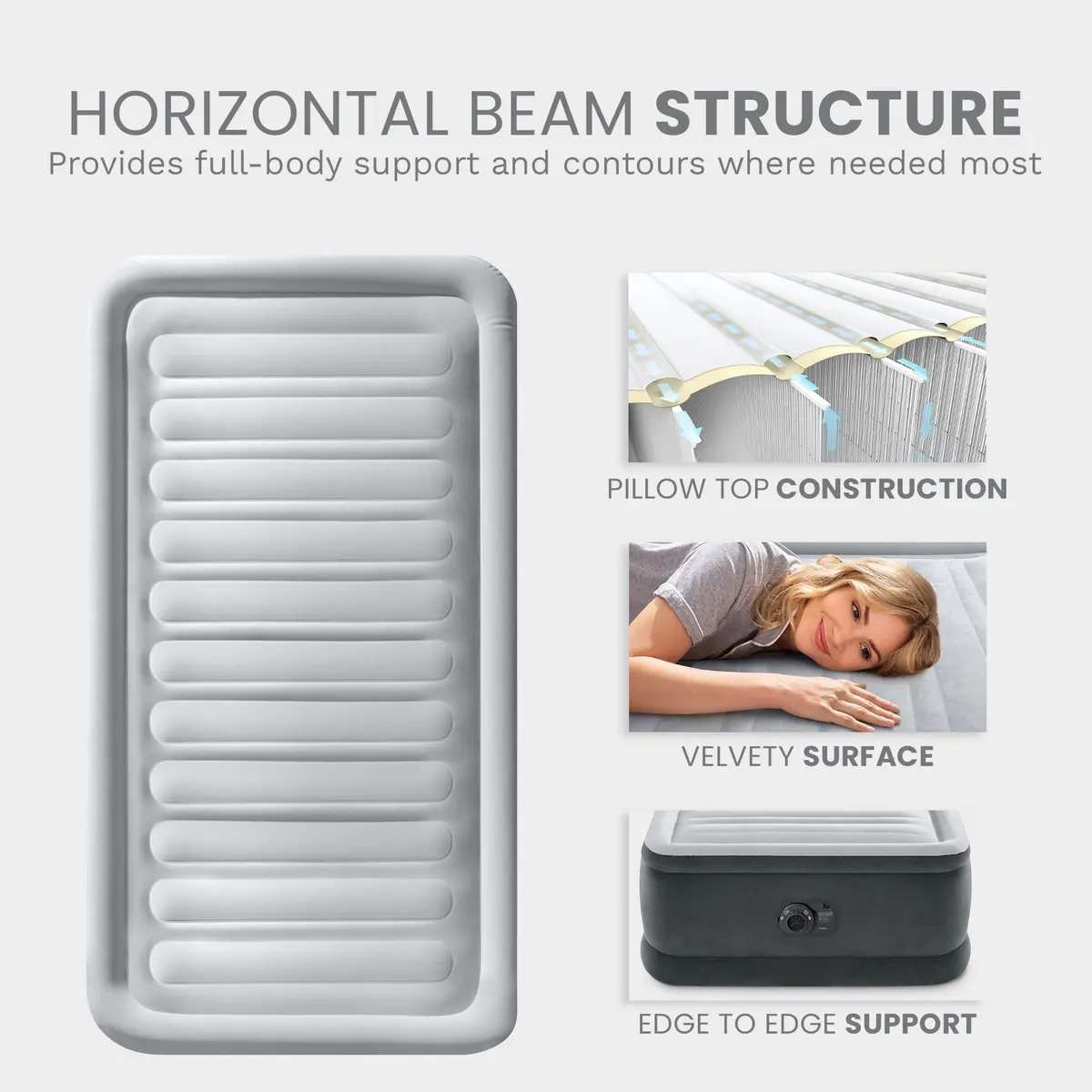 Intex Dura-Beam Deluxe Twin Size Air Mattress with Built-in Pump | 13" Plush Support for Guests & Travel - view 7
