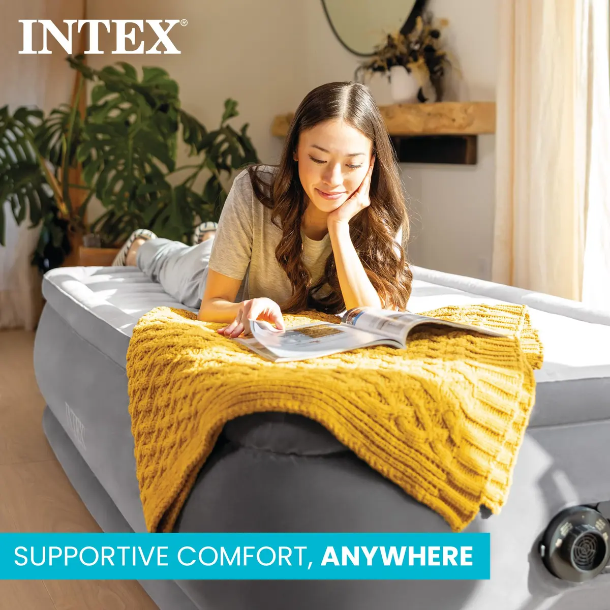 Intex Dura-Beam Deluxe Twin Size Air Mattress with Built-in Pump | 13" Plush Support for Guests & Travel - view 3