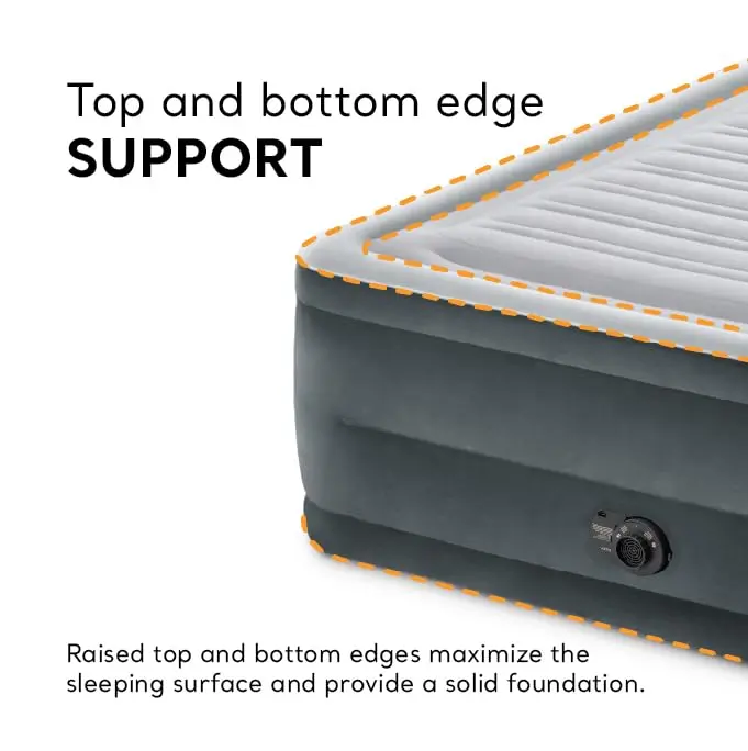 Intex 64417ED Queen Dura-Beam Comfort Plush Air Mattress 22in | High-Rise with Built-in Pump for Travel & Camping - view 11