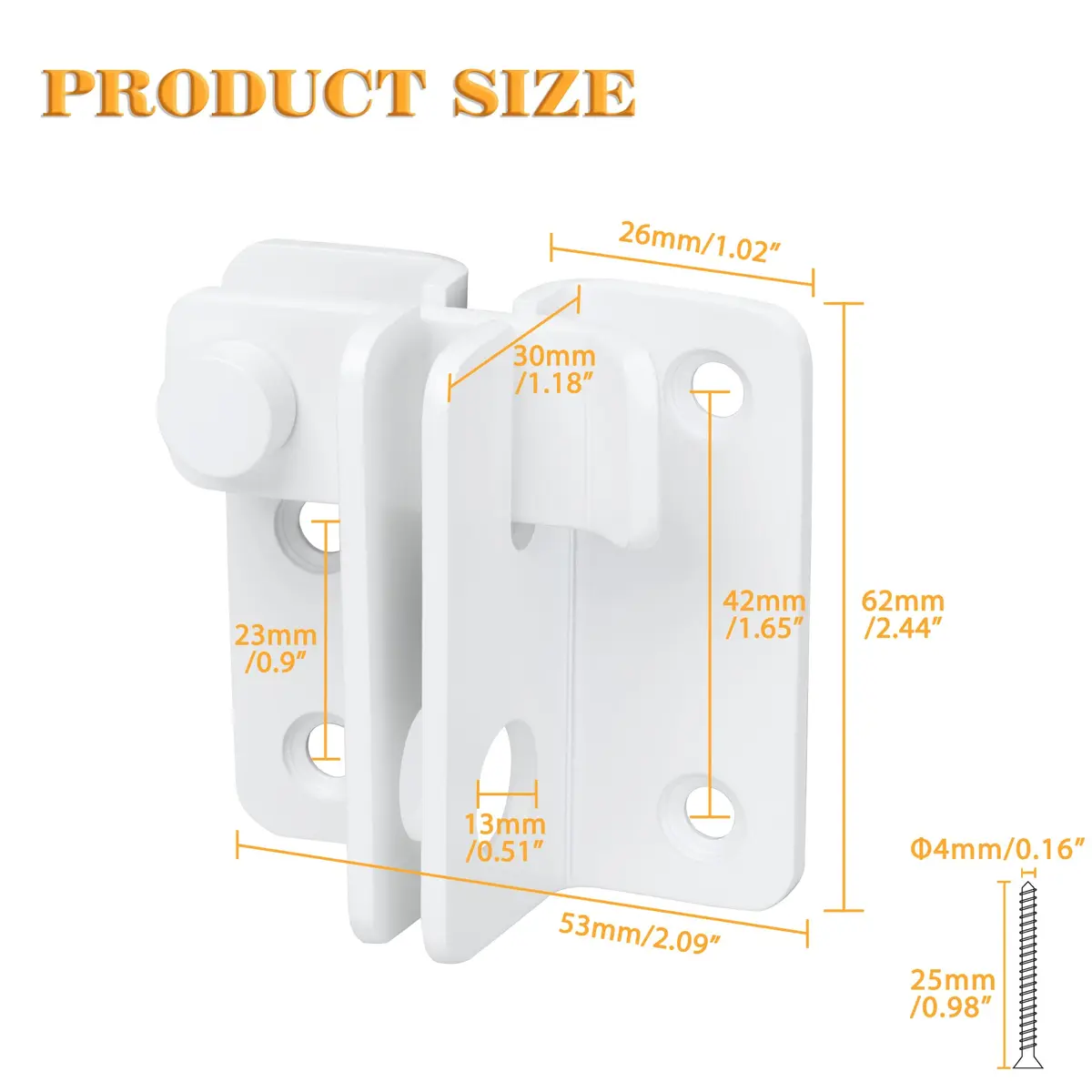 Alise White Flip Latch Gate Latch, Shed Door Lock, Barn Door Lock, L-Size | Heavy Duty Stainless Steel - main product image