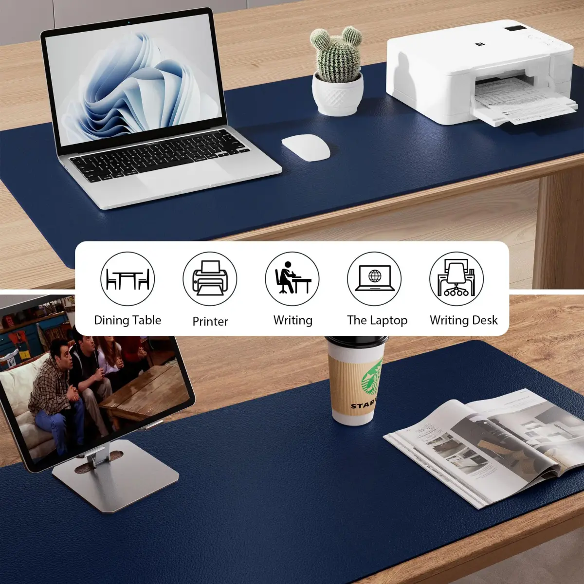 Aothia PU Leather Desk Pad Protector 91cm x 43cm (36" x 17") | Smooth Surface for Writing and Mouse Use - view 5