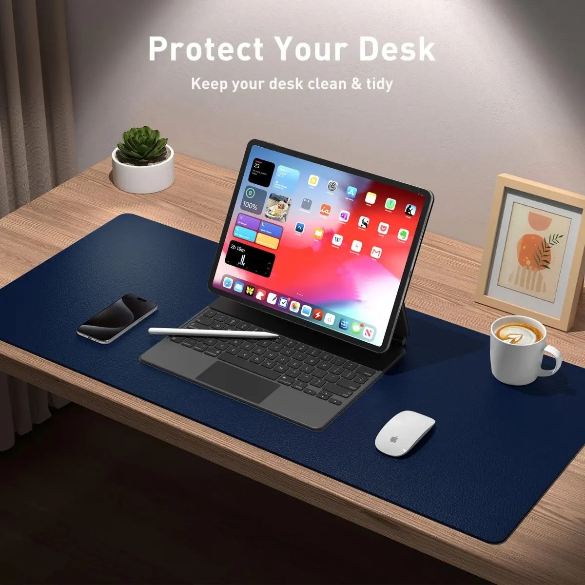 Aothia PU Leather Desk Pad Protector 91cm x 43cm (36" x 17") | Smooth Surface for Writing and Mouse Use - view 3