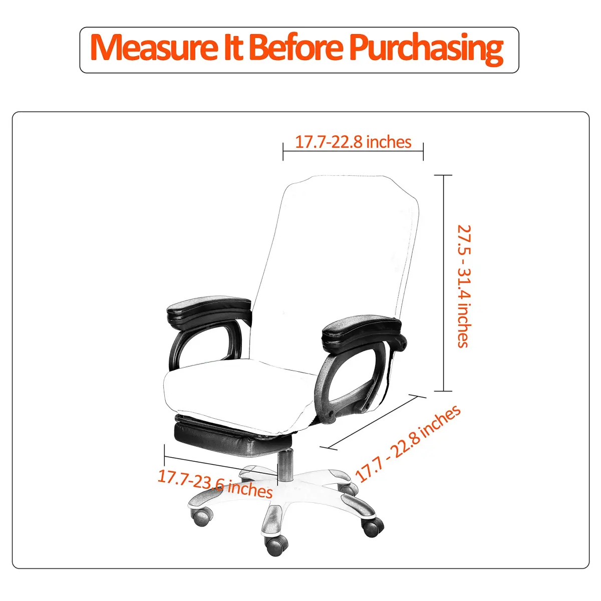 SARAFLORA Ivory Large Office Chair Cover - Removable, Washable Stretch Fit Protector (1 Piece) - view 2