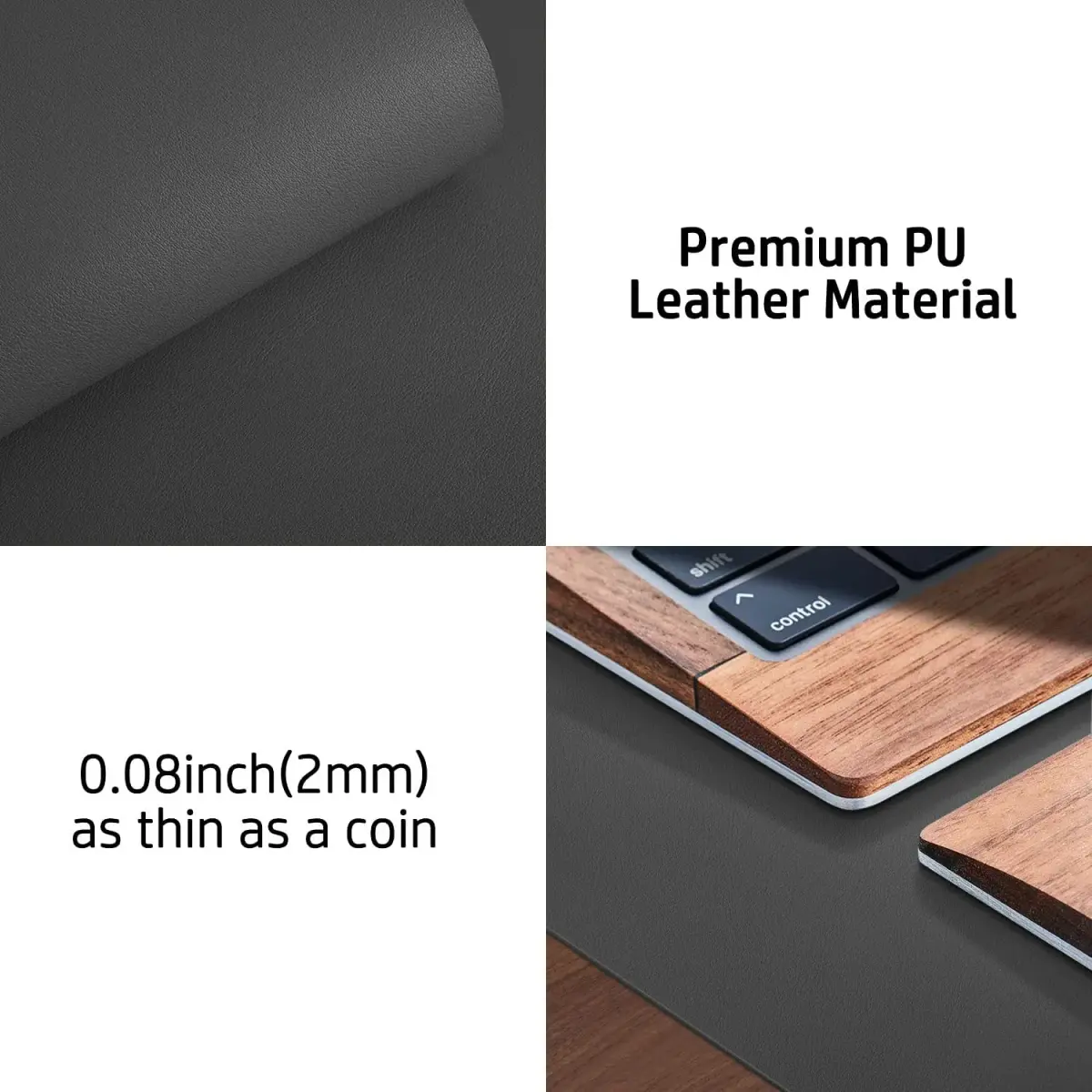 Aothia Gray PU Leather Desk Pad Protector, 23.6" x 13.7" | Protects Desks from Scratches and Stains - view 7