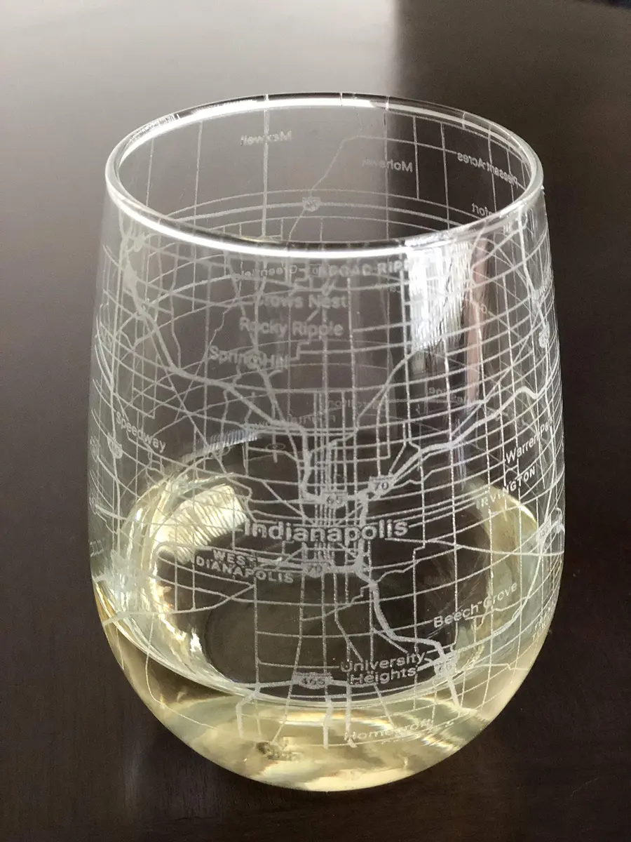 Or Something 17oz Stemless Wine Glass with Indianapolis City Map | Dishwasher Safe & Made in USA - main product image