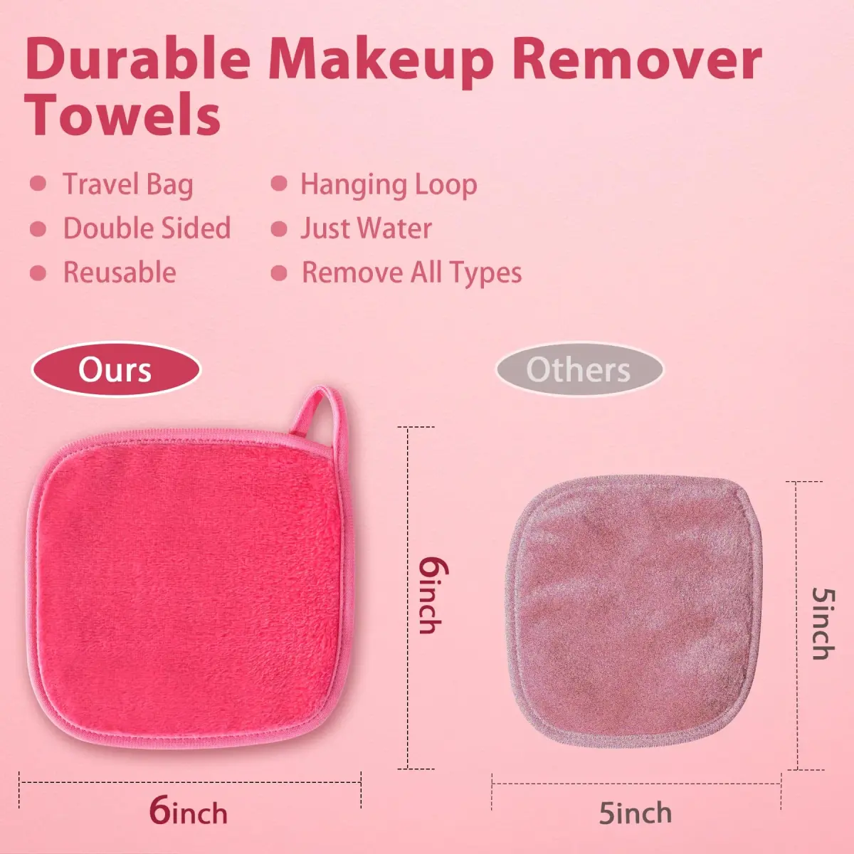 Natwag Reusable Makeup Remover Cloths 15cm x 15cm (6" x 6") | Pack of 12 Microfiber Face Washcloths with Mesh Bag - view 5