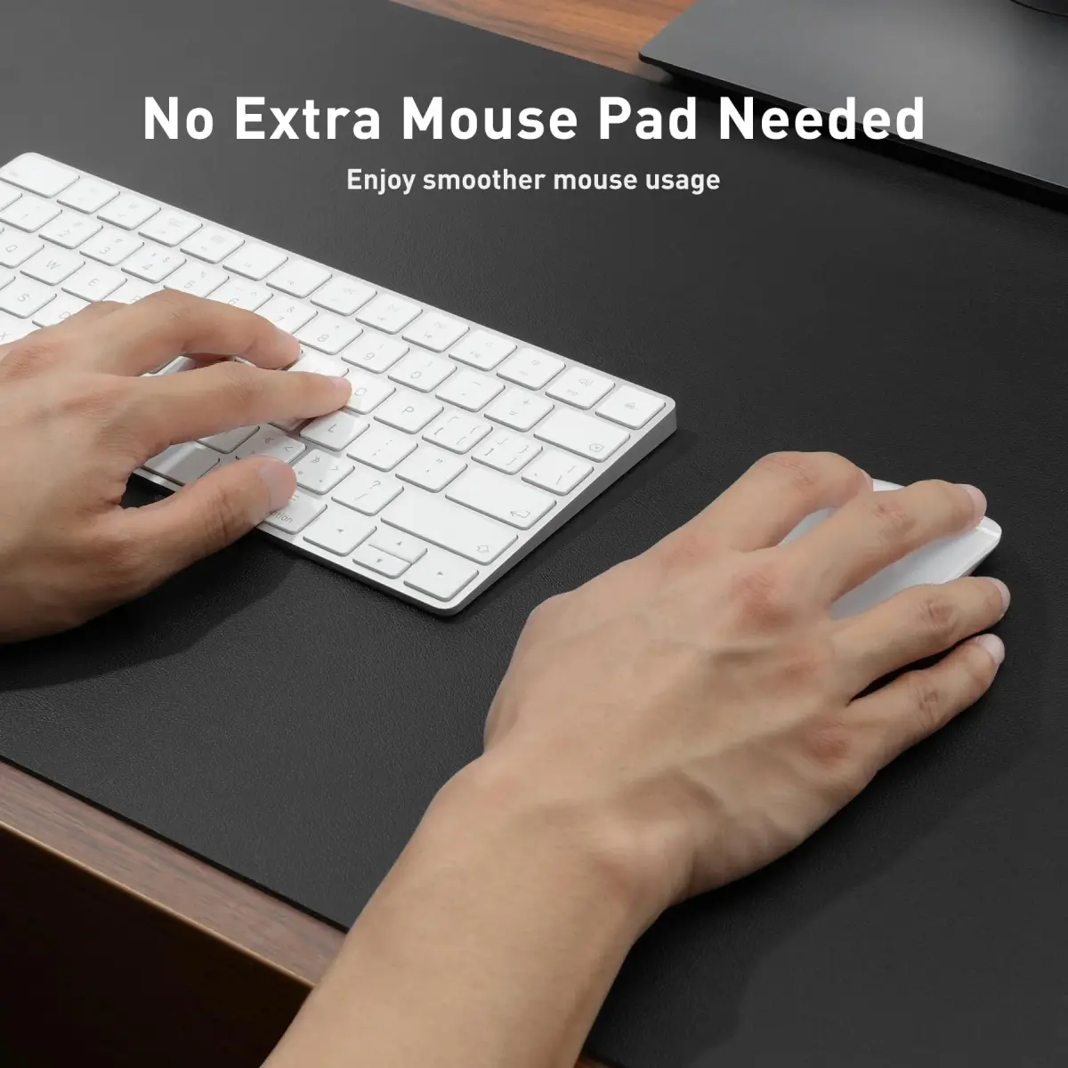 Aothia Black PU Leather Desk Pad Protector 60cm x 35cm (23.6" x 13.7") | Non-Slip Waterproof Surface for Office & Home - view 4