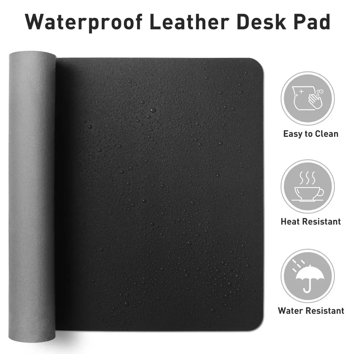 Aothia Black PU Leather Desk Pad Protector 60cm x 35cm (23.6" x 13.7") | Non-Slip Waterproof Surface for Office & Home - view 6