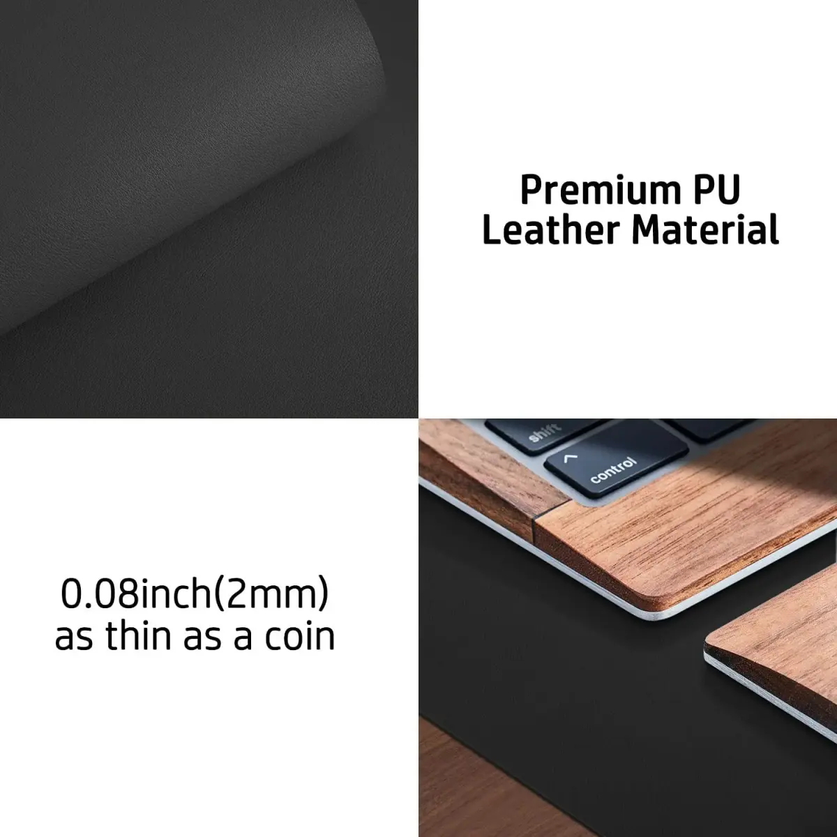 Aothia Black PU Leather Desk Pad Protector 60cm x 35cm (23.6" x 13.7") | Non-Slip Waterproof Surface for Office & Home - view 7