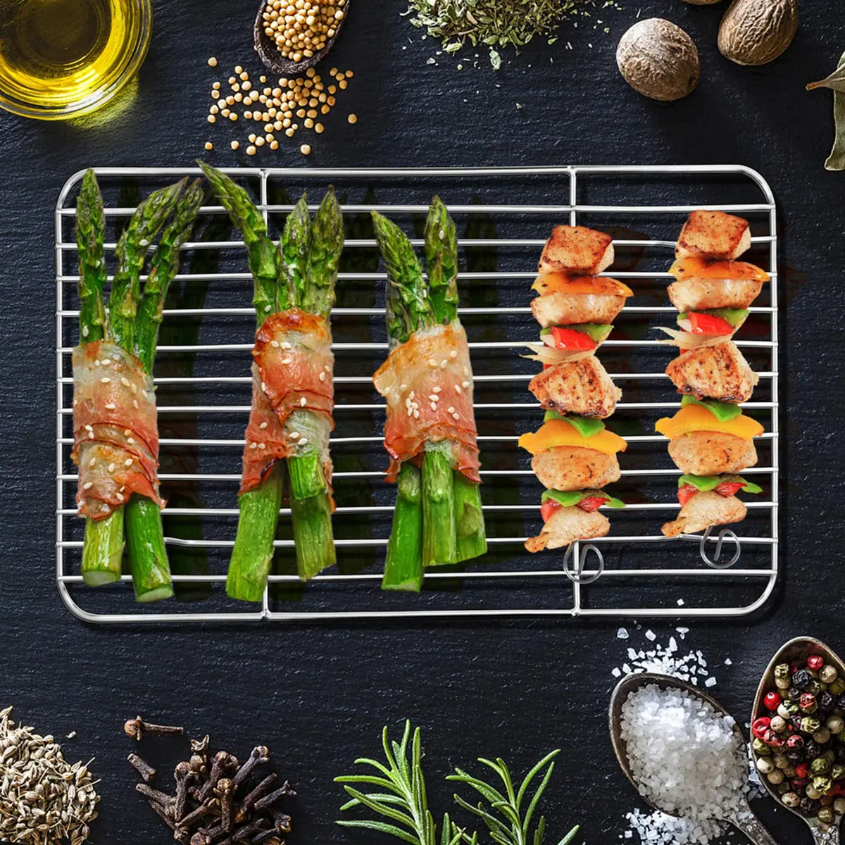 E-far Stainless Steel Cooling Rack Set of 2, 11.6'' x 9'' | Rust-Free & Oven-Safe for Baking & Roasting - view 6