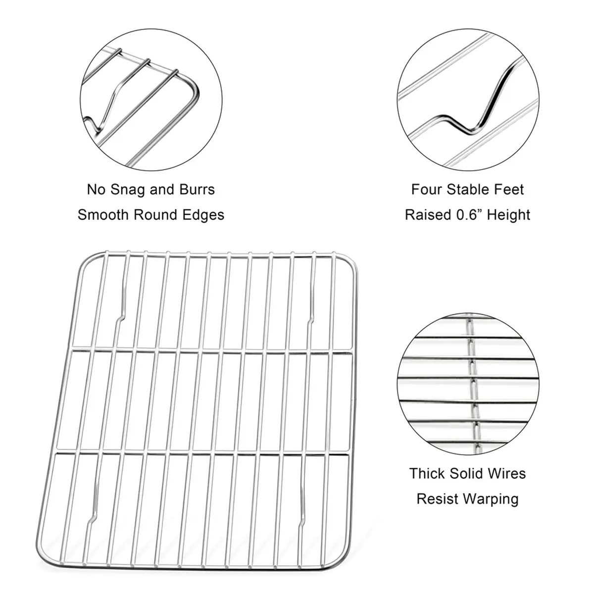 E-far Stainless Steel Cooling Rack Set of 2, 11.6'' x 9'' | Rust-Free & Oven-Safe for Baking & Roasting - view 3