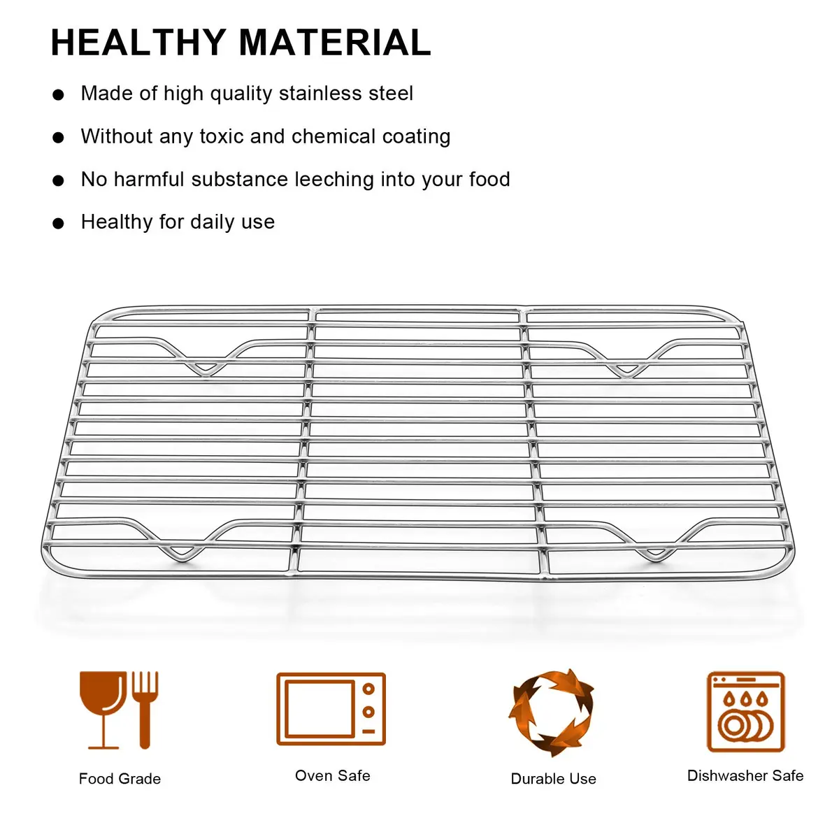 E-far Stainless Steel Cooling Rack Set of 2, 11.6'' x 9'' | Rust-Free & Oven-Safe for Baking & Roasting - view 4