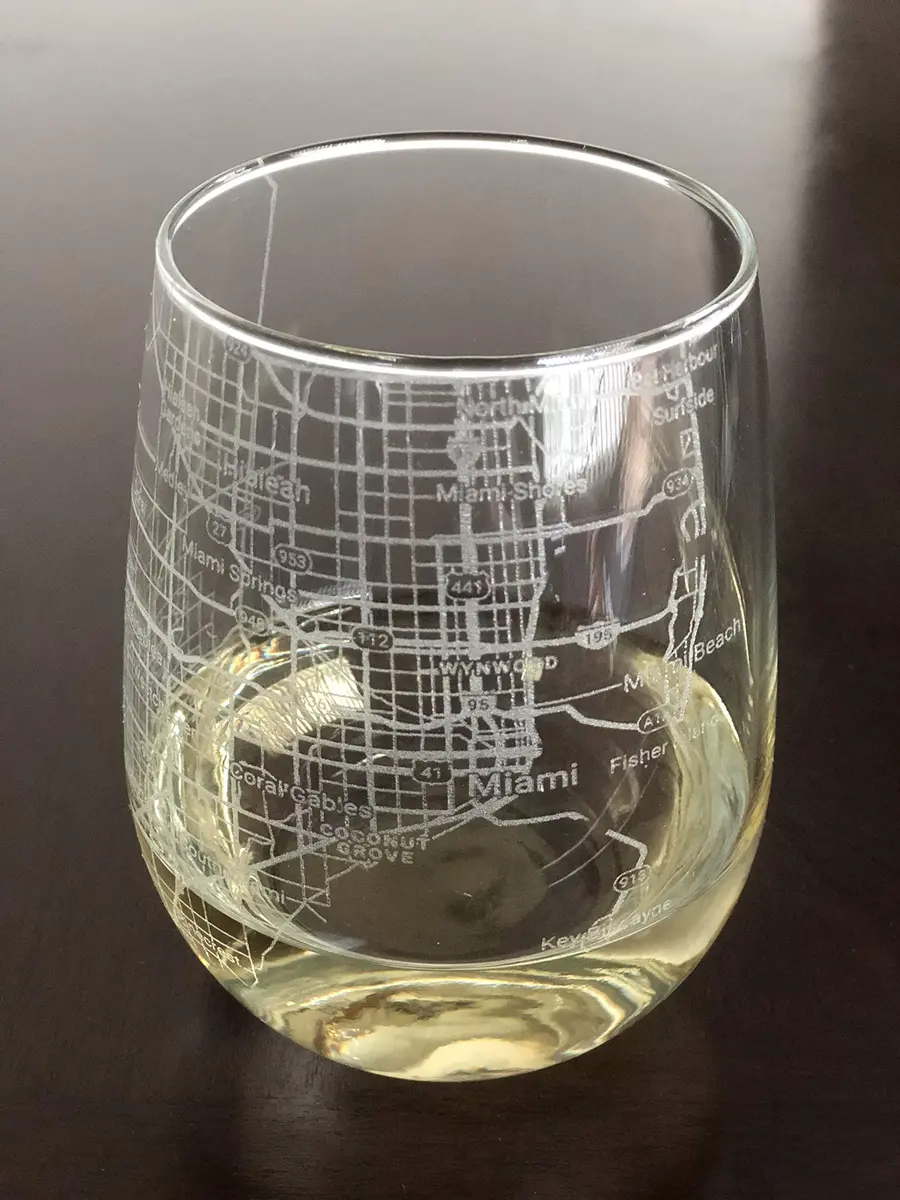 Or Something Stemless 17oz Wine Glass Urban City Map Miami Florida | Etched Glassware - main product image