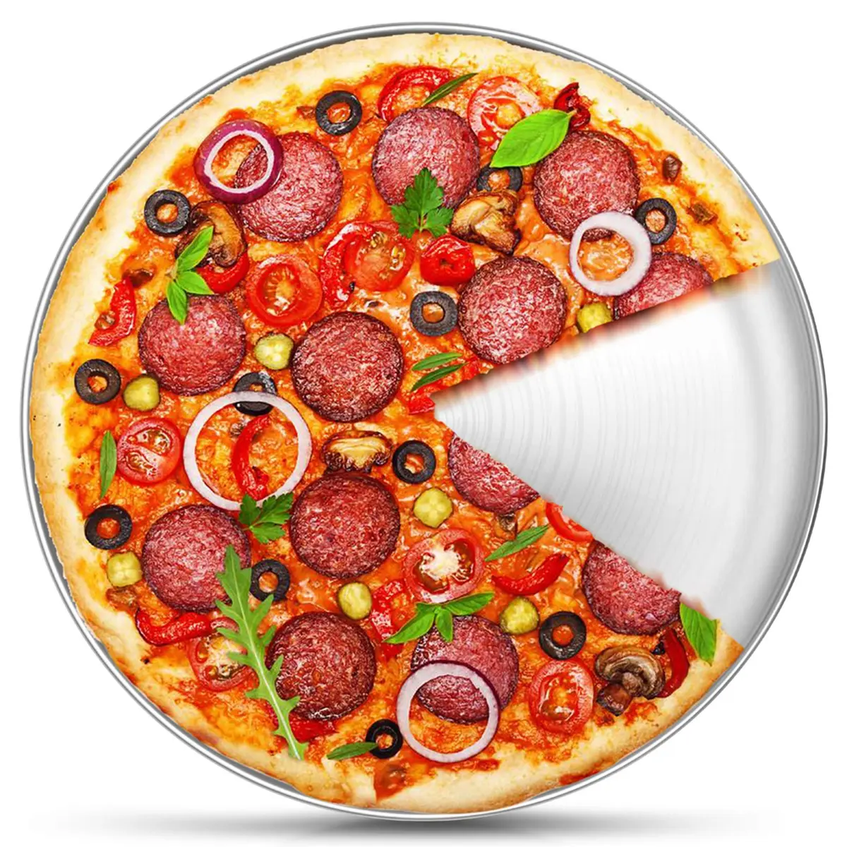 P&P CHEF 12 Inch Pizza Pan, Stainless Steel Baking Tray for Oven, Silver - main product image