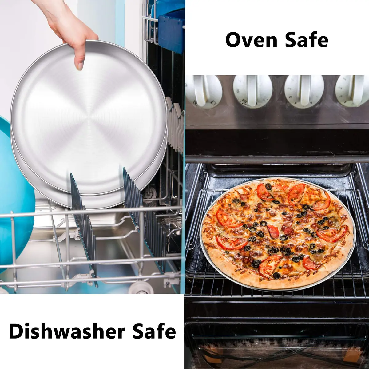 P&P CHEF 12 Inch Pizza Pan, Stainless Steel Baking Tray for Oven, Silver - view 6