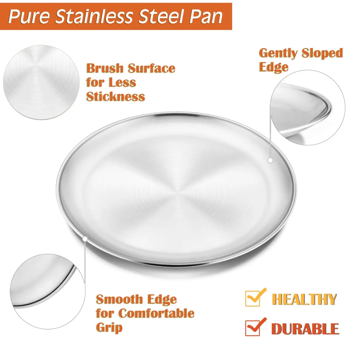 P&P CHEF 12 Inch Pizza Pan, Stainless Steel Baking Tray for Oven, Silver - view 3
