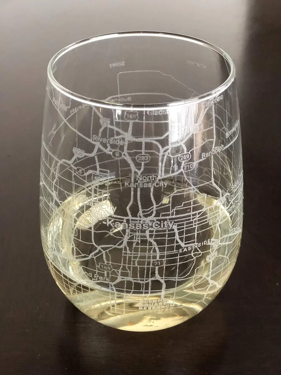 Or Something 17oz Stemless Wine Glass with Kansas City Map | Modern Reusable Glassware - main product image