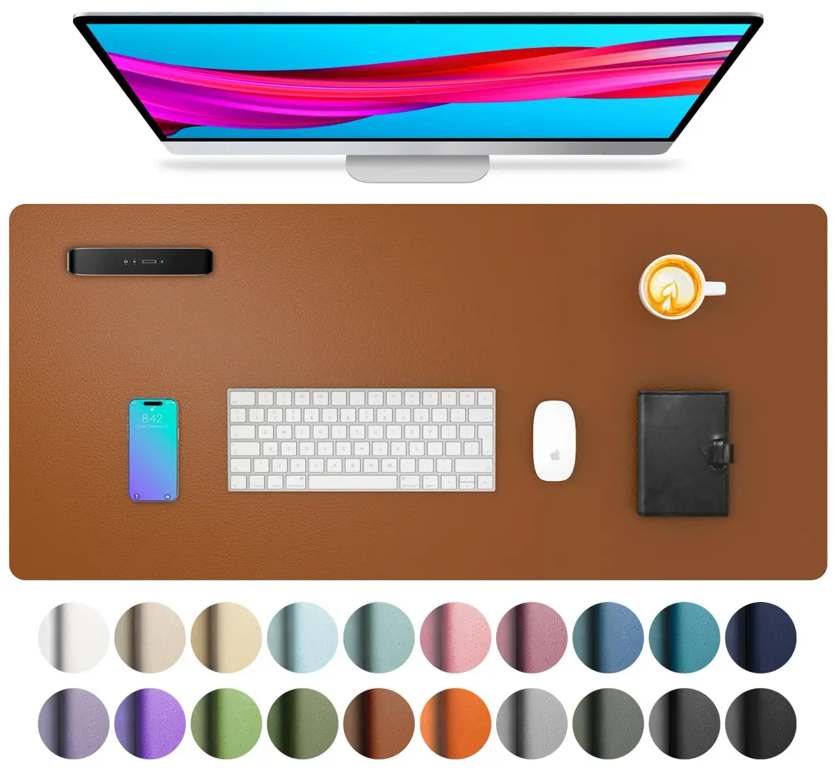 Aothia PU Leather Desk Pad Protector 59cm x 35cm (23.6" x 13.7") | Smooth Surface for Writing and Laptop Use - main product image