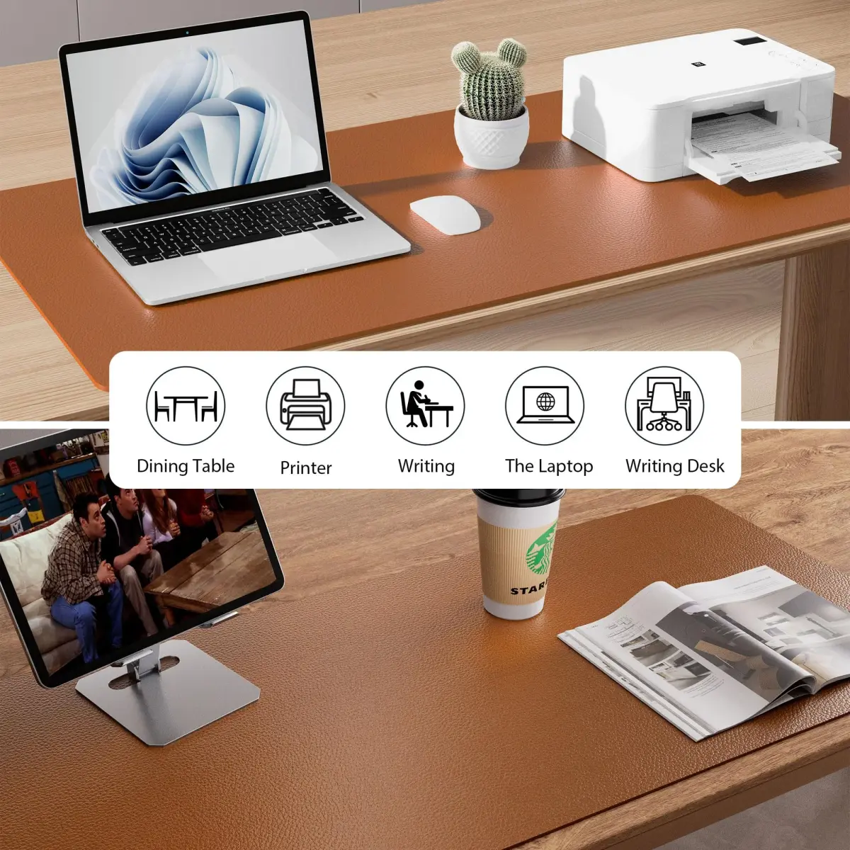Aothia PU Leather Desk Pad Protector 59cm x 35cm (23.6" x 13.7") | Smooth Surface for Writing and Laptop Use - view 5