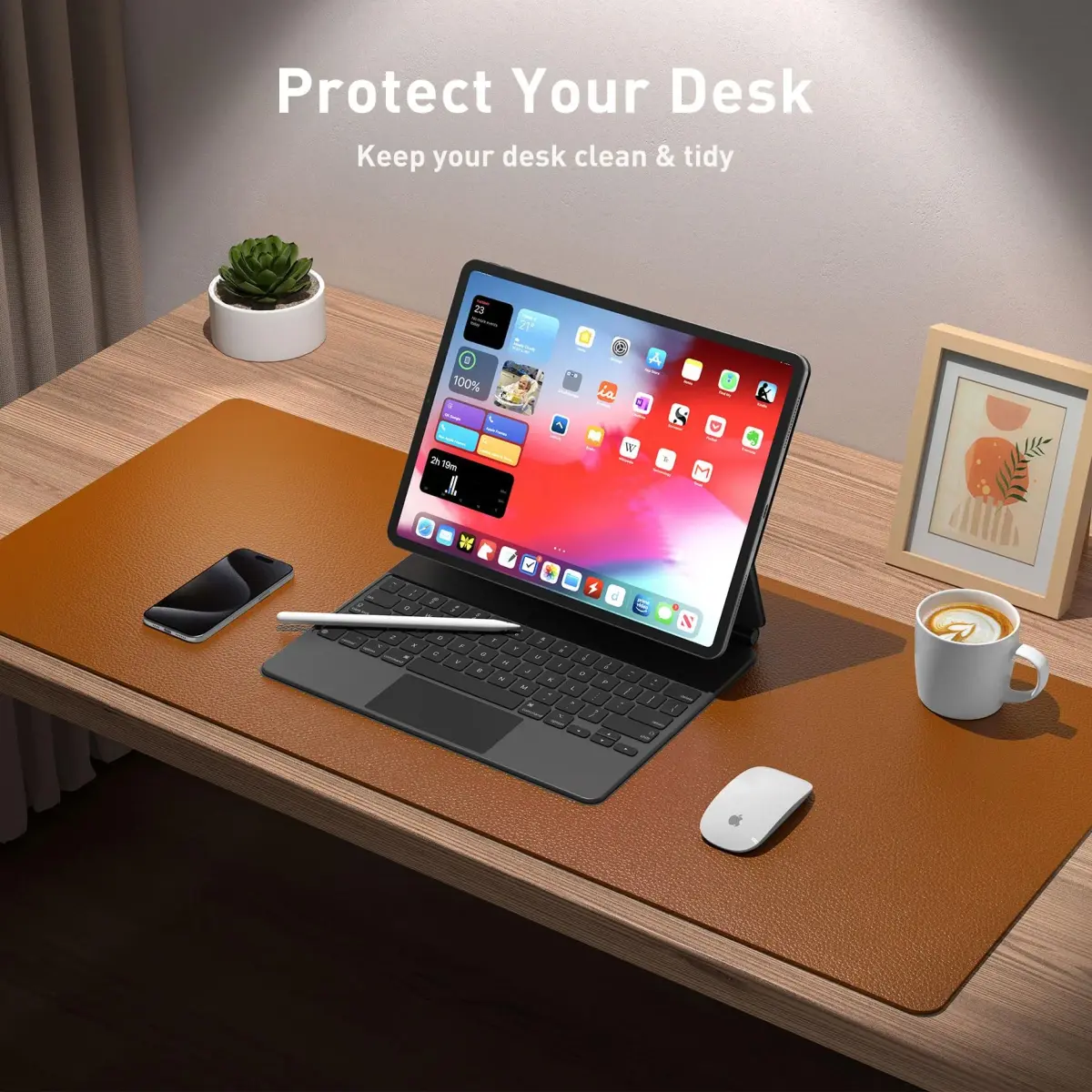 Aothia PU Leather Desk Pad Protector 59cm x 35cm (23.6" x 13.7") | Smooth Surface for Writing and Laptop Use - view 3