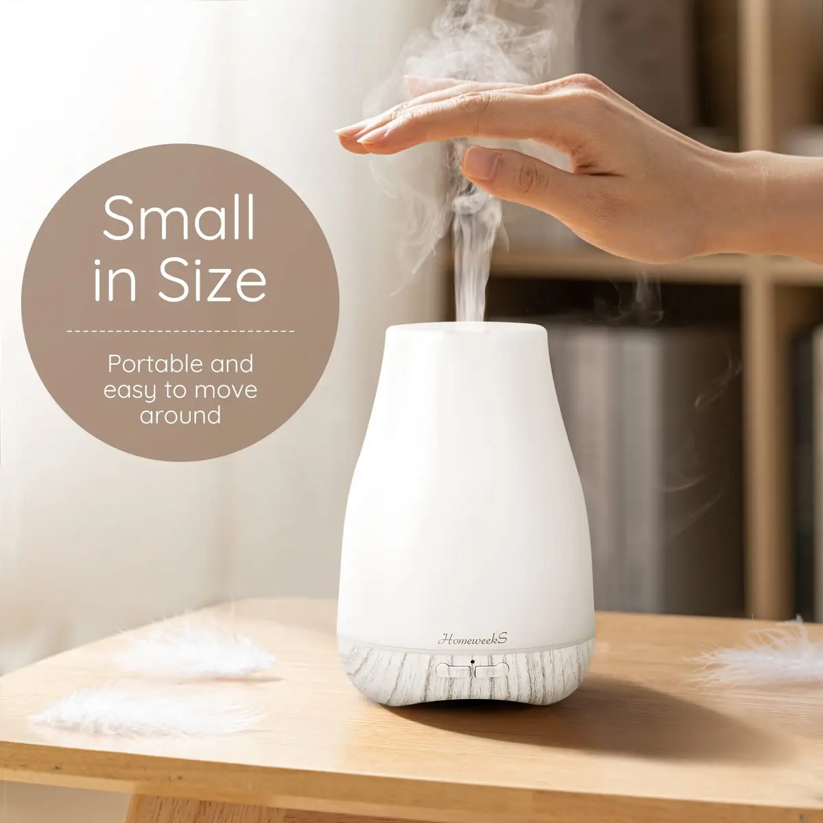 Homeweeks Essential Oil Diffuser 100ml (3.4 Fl Oz) | Ultrasonic Cool Mist Humidifier with 7 Color LED Light - view 5