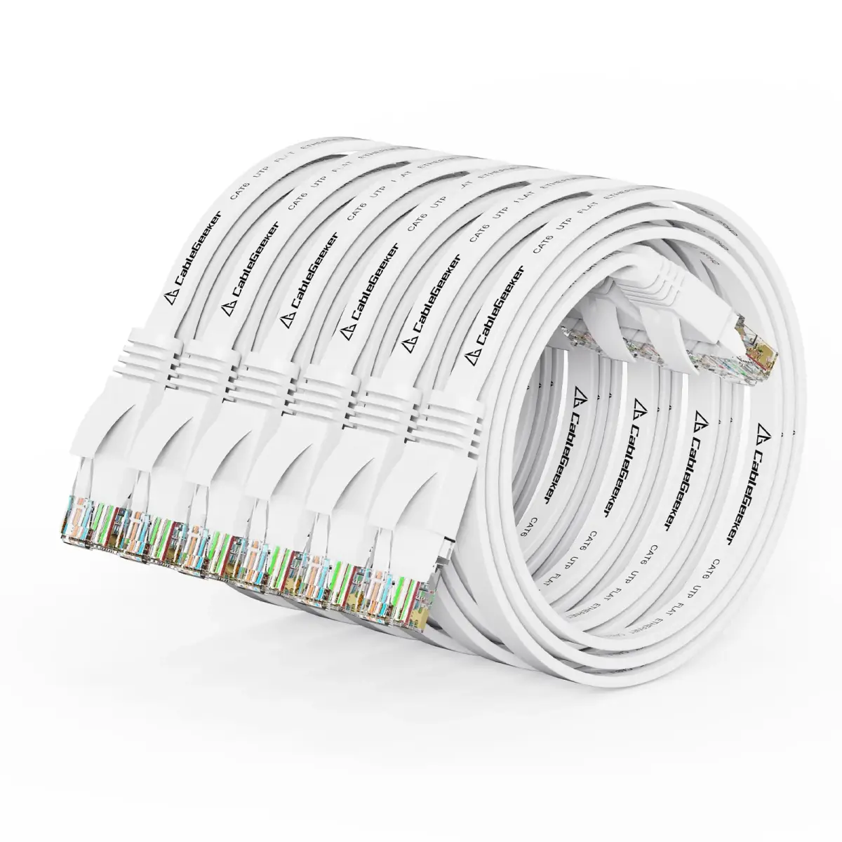 CableGeeker Flat Cat 6 Ethernet Cable 1.5ft (0.46m) 6-Pack | 10Gbps High-Speed Network Cable - main product image