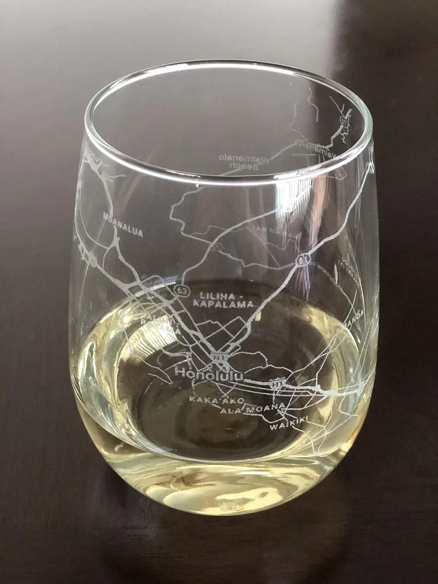 Or Something Stemless 17oz Wine Glass Honolulu Hawaii | Modern Clear Reusable - main product image
