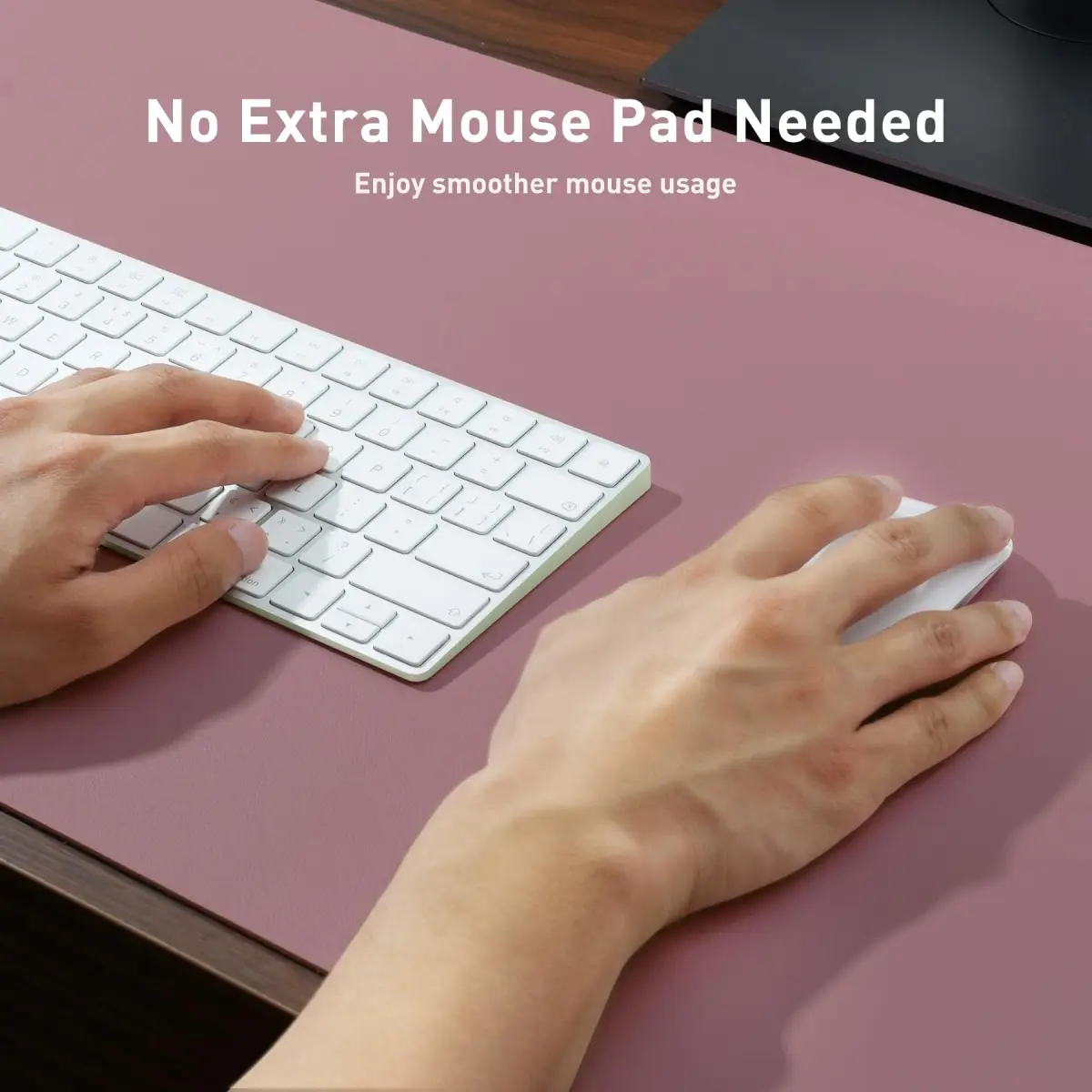 Aothia Dark Pink Desk Pad Protector 91cm x 43cm (36" x 17") | Smooth PU Leather for Office & Home - view 4