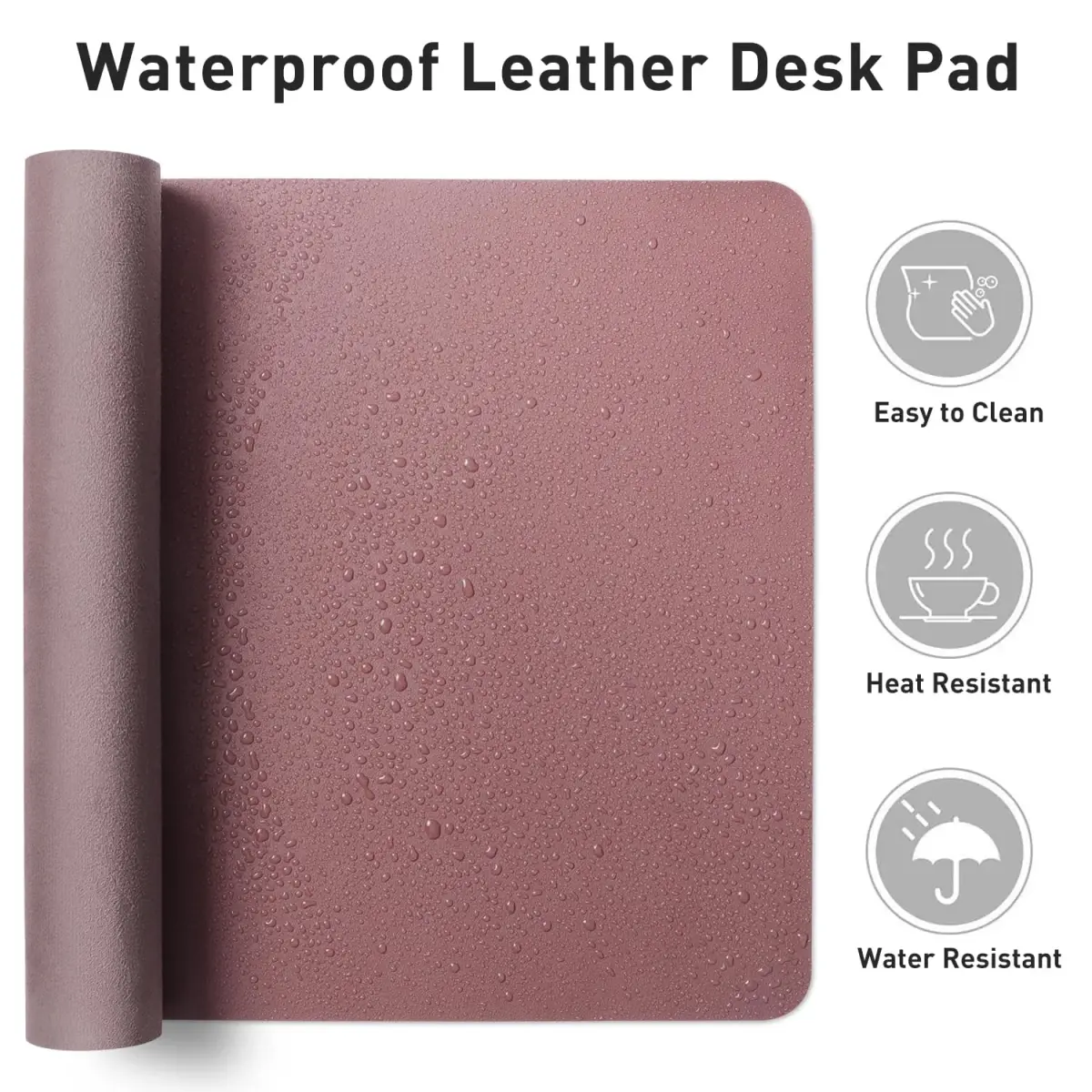 Aothia Dark Pink Desk Pad Protector 91cm x 43cm (36" x 17") | Smooth PU Leather for Office & Home - view 6