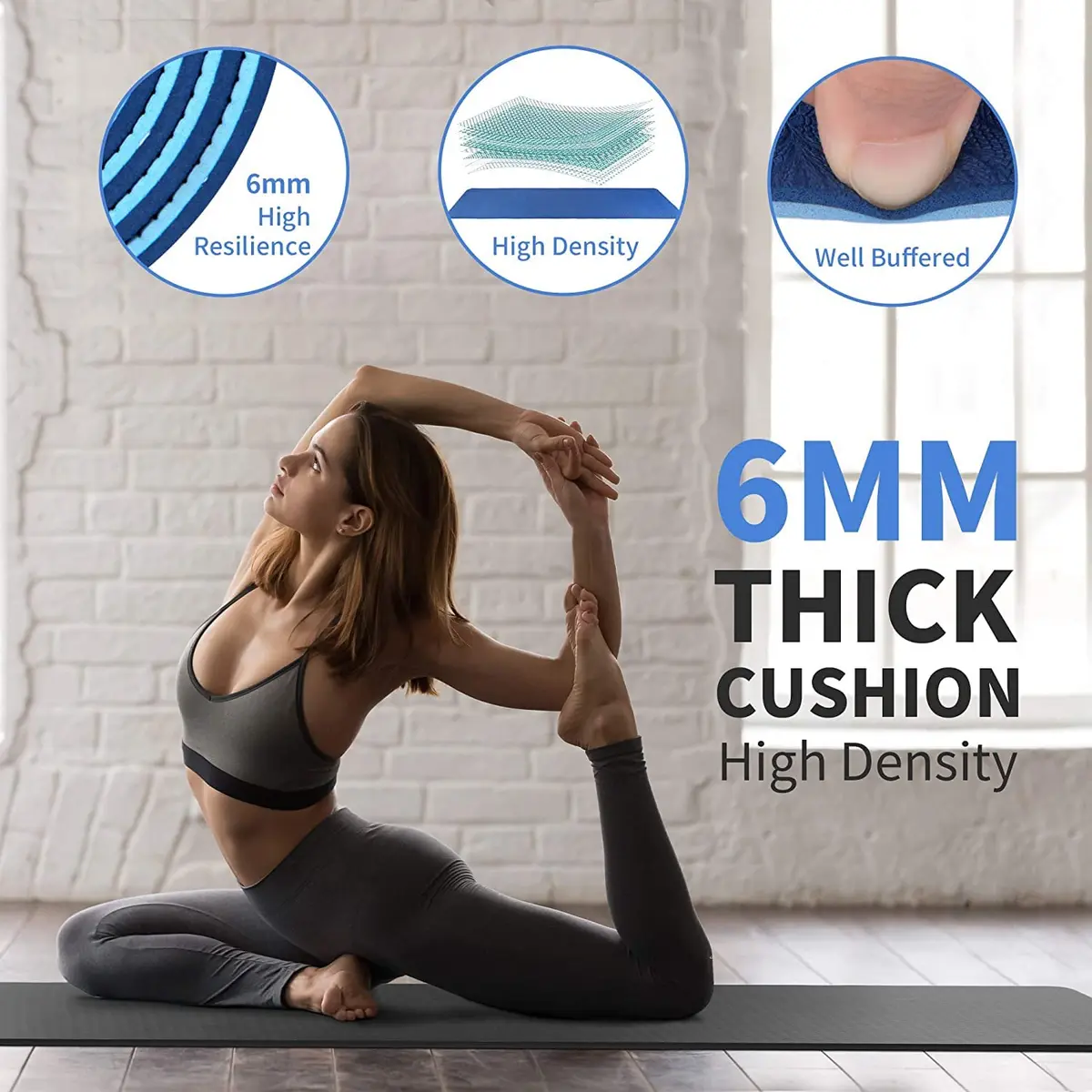 CAMBIVO Yoga Mat for Men and Women | Extra Long & Wide 213cm x 81cm | Non Slip, 6mm Thick - view 5