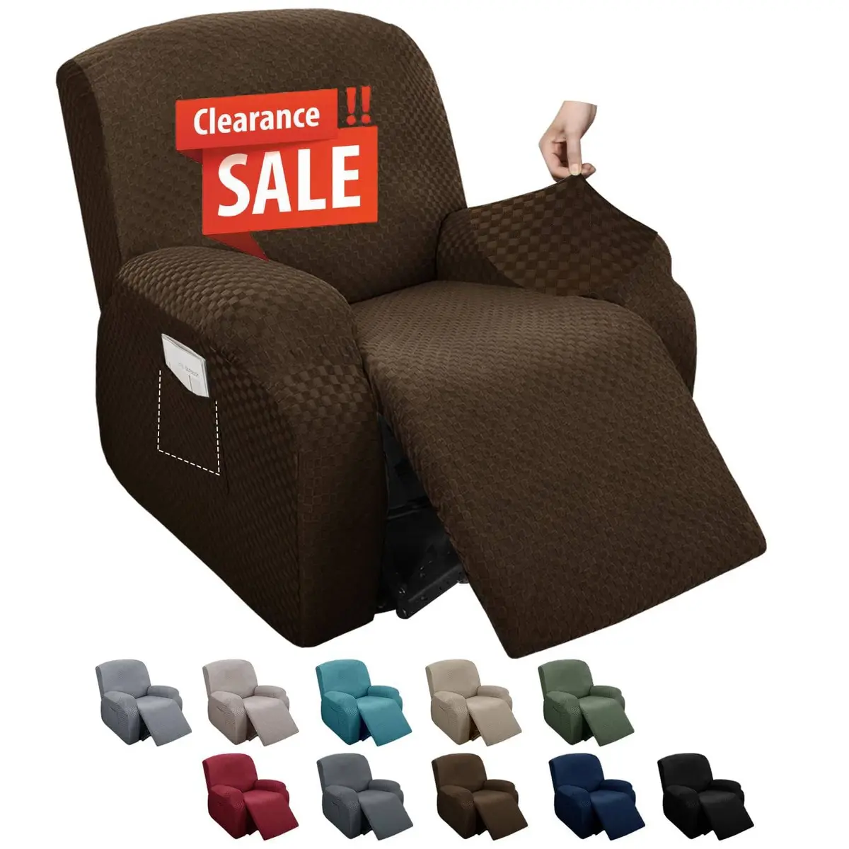 MAXIJIN Recliner Slipcovers 4 Pieces | Stretch Jacquard Fitted Protector for Kids & Pets - view 8