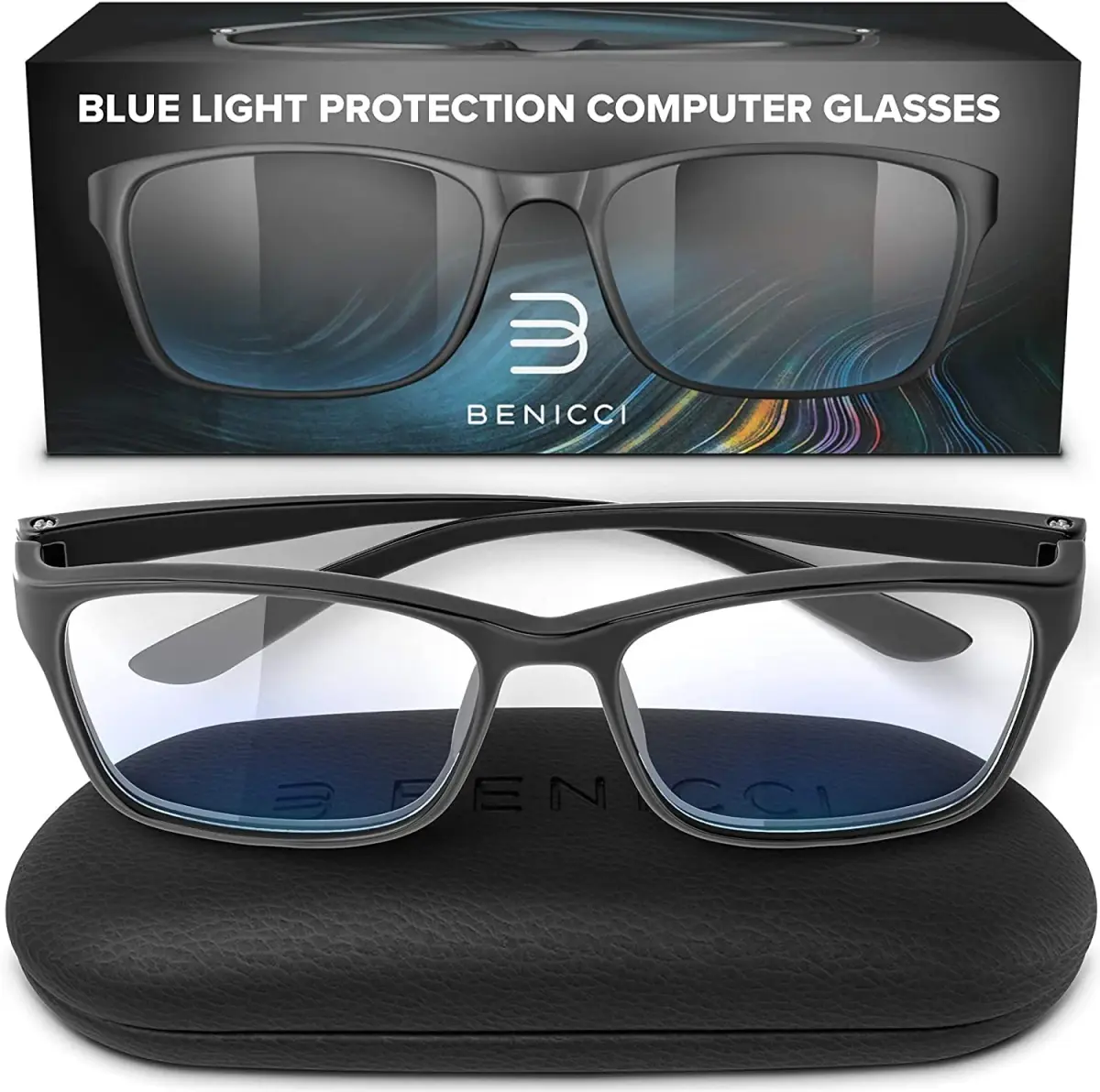 Benicci Blue Light Blocking Glasses with Case | Classic Frame, Unisex Fit, Blocks Glare - view 8