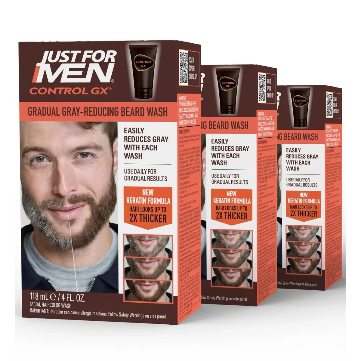 Just for Men Control GX Beard Wash 360ml (12 Fl Oz) | Gradually Reduces Grey - main product image