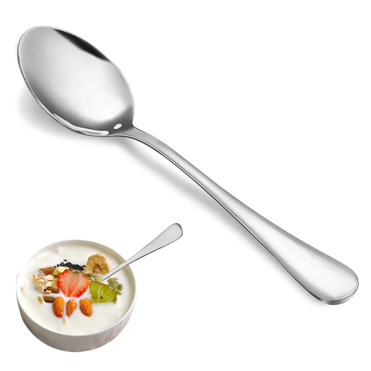 MUTNITT Teaspoon Set, 16 Piece, 6.7" Stainless Steel Silverware | Classic & Dishwasher Safe - main product image