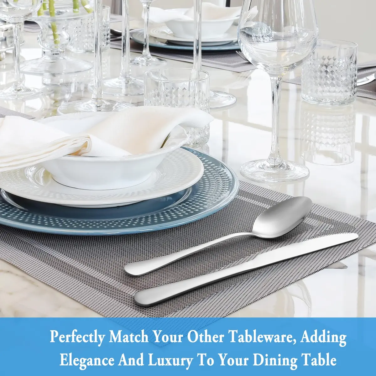 MUTNITT Teaspoon Set, 16 Piece, 6.7" Stainless Steel Silverware | Classic & Dishwasher Safe - view 6