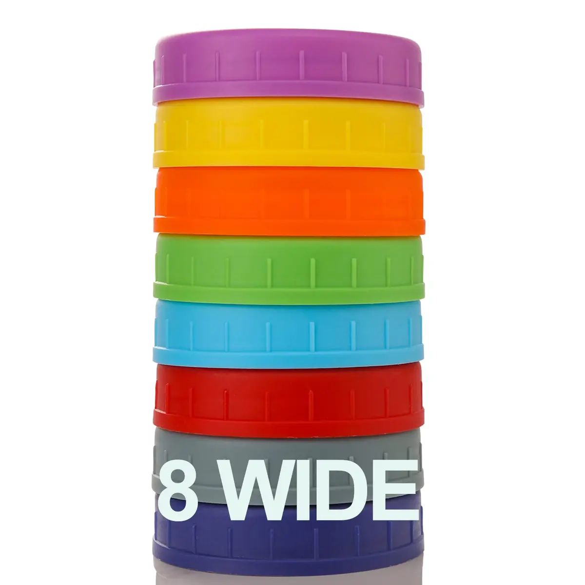 AOZITA Wide Mouth Mason Jar Lids [8 Pack, 8 Colors] 86mm (3.38 in) | Leak-Proof Plastic Storage Caps for Ball & Kerr Jars - main product image