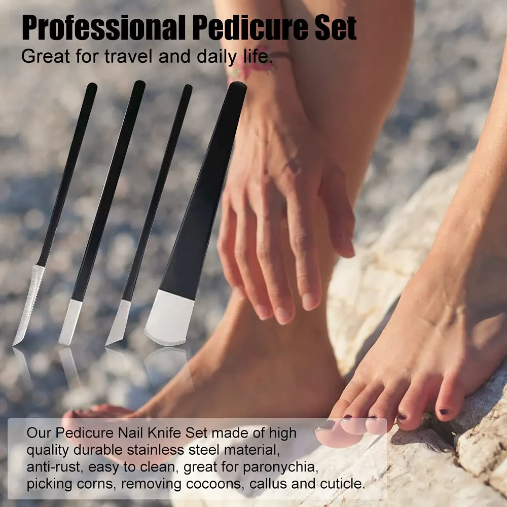 LOOKSEVEN Pedicure Knife Set 4 Pieces Stainless Steel | For Ingrown Toe Nails & Callus Removal - view 5