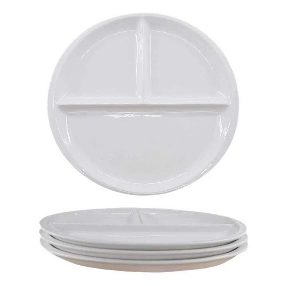 FLYING BALLOON 4 pcs Elegant Round Shaped Ceramic Divided Plate Dinner Plates Luncheon Plates Salad Plates for Kitchen - main product image