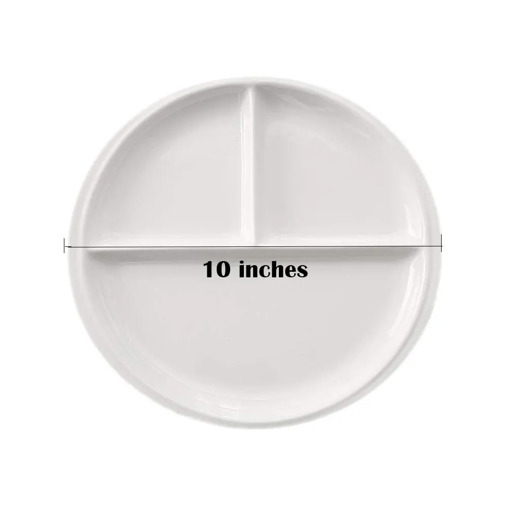 FLYING BALLOON 4 pcs Elegant Round Shaped Ceramic Divided Plate Dinner Plates Luncheon Plates Salad Plates for Kitchen - view 2