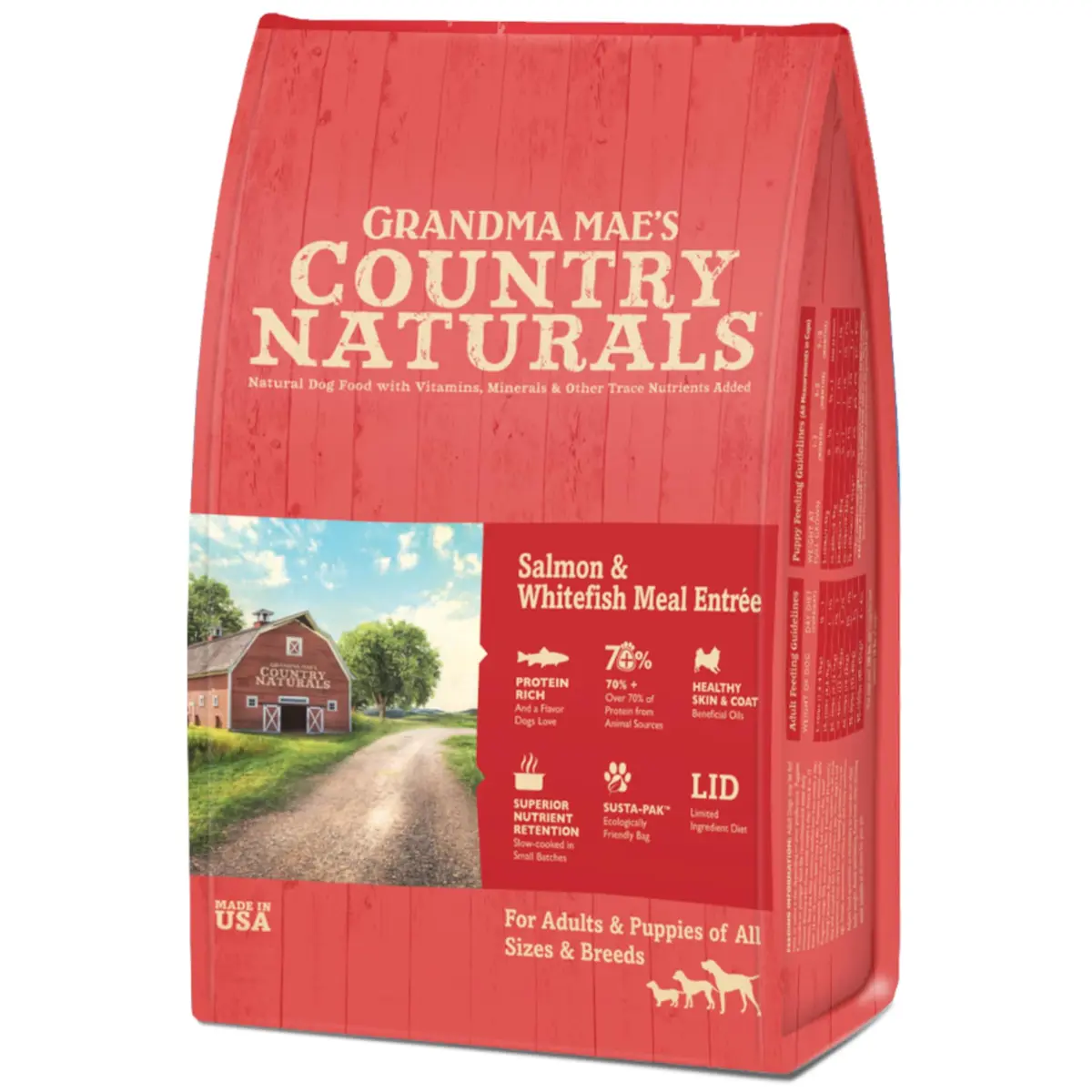 Grandma Mae's Country Naturals Salmon & Whitefish Dog Food 25 LB | Nutrient Dense, Slow Cooked, USA - main product image