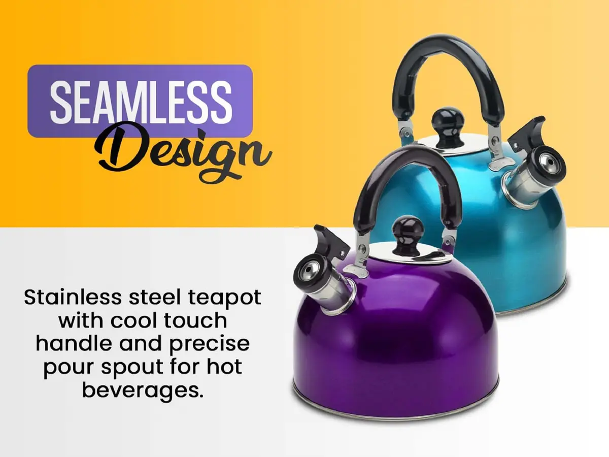 YBM HOME Stainless Steel Whistling Tea Kettle 3L | Modern Induction Compatible Design - view 2