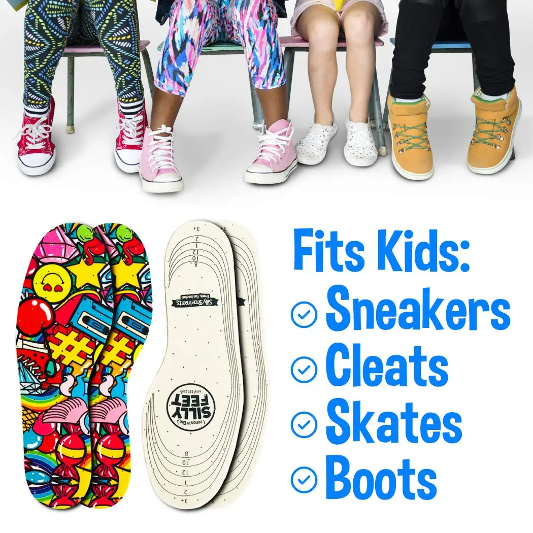 Silly Feet Kids Shoe Insoles Bubble Gum Scented Soft Foam | Replace & Fit Perfectly in Shoes - view 6