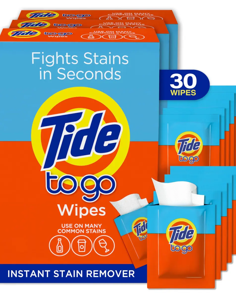 Tide To Go Stain Remover Wipes 30 Count (156 ml / 5.25 Fl Oz) | Instant Stain Removal for Clothes - main product image