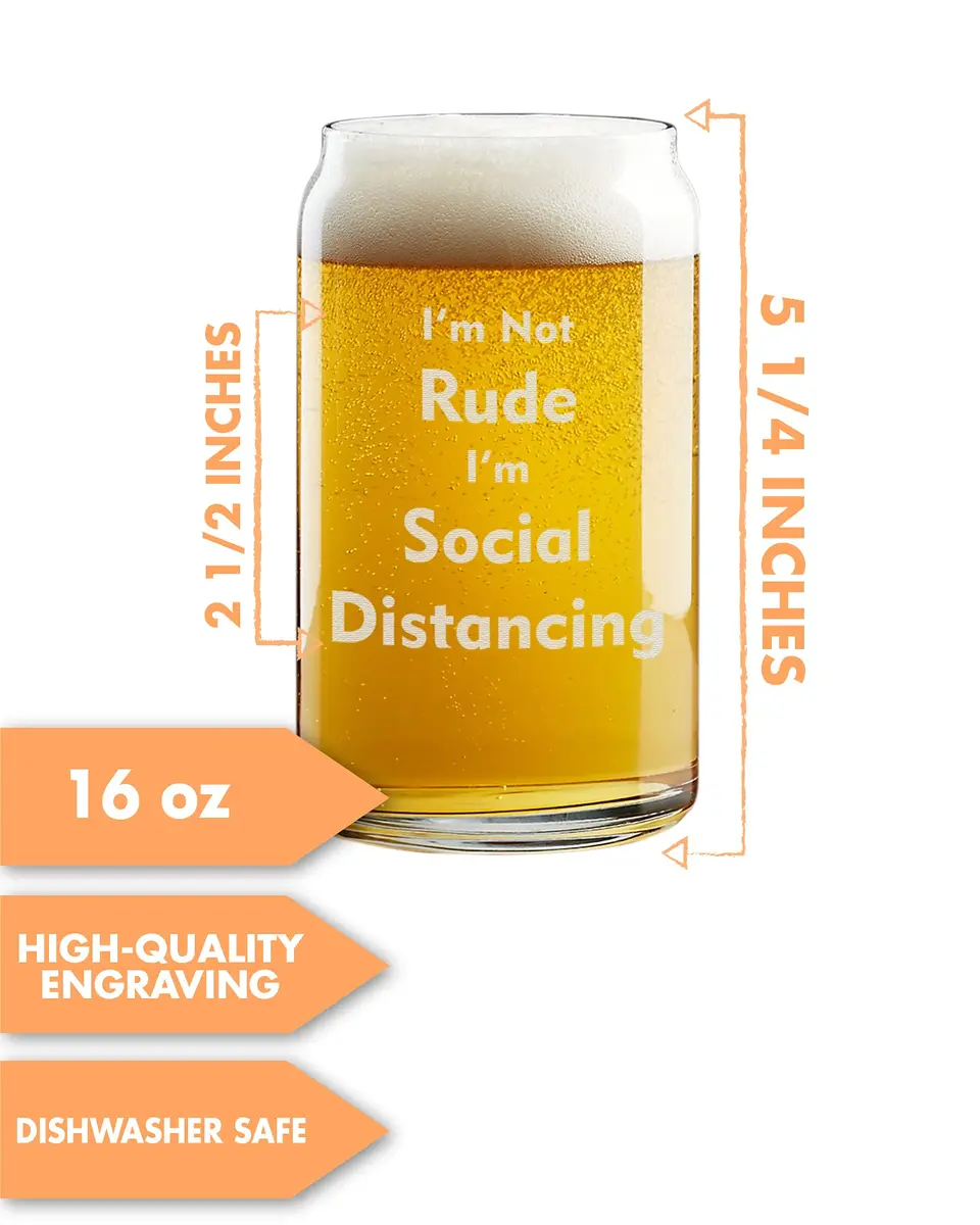 On The Rox Funny Beer Glass 16 Oz | Social Distancing Gag Gift for Men & Women - view 2