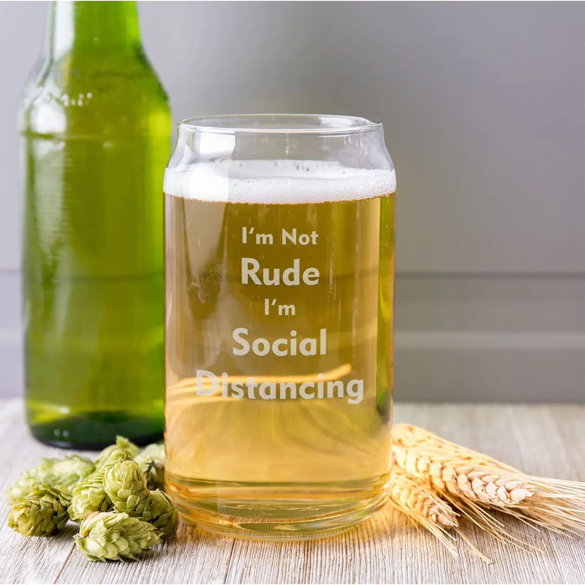 On The Rox Funny Beer Glass 16 Oz | Social Distancing Gag Gift for Men & Women - view 4